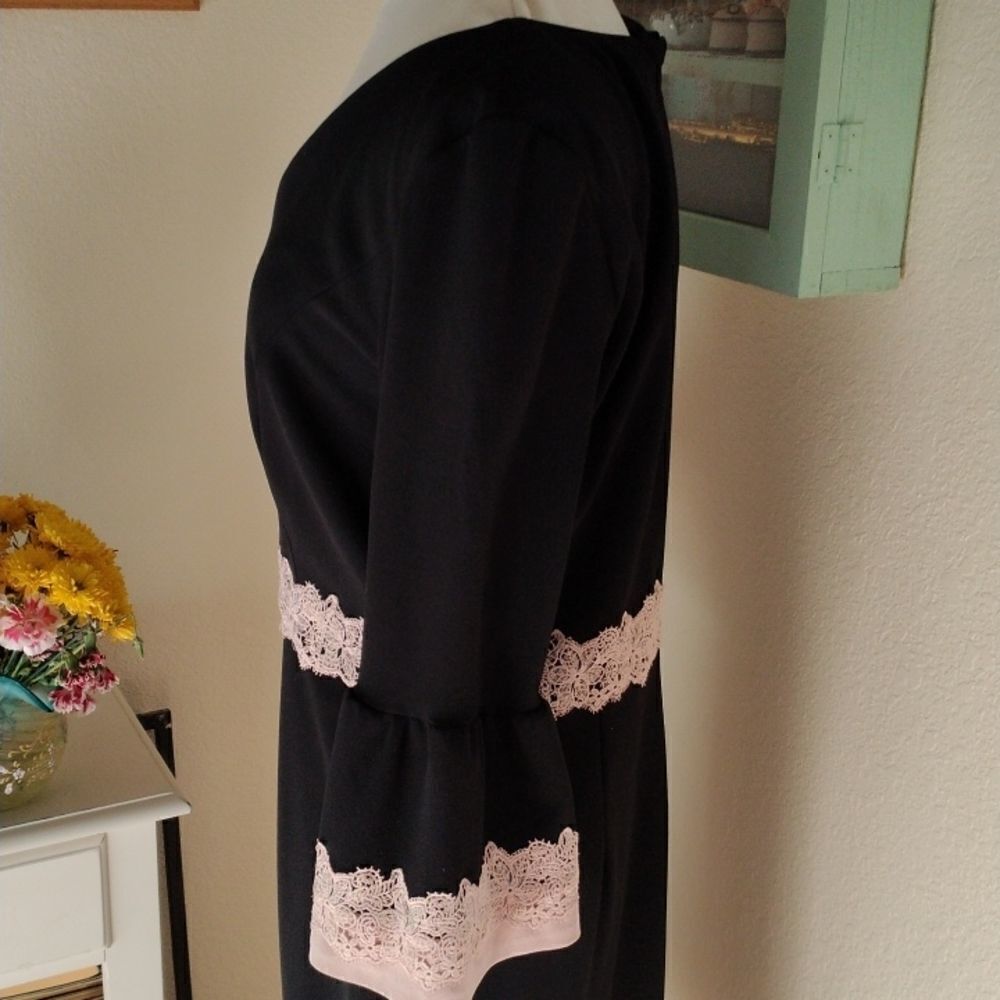 Sangria Little Black Dress With Lace Trim - Picture 6 of 13